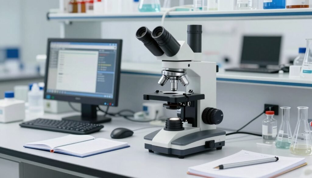 Microcirculation research laboratory with digital microscopes and data workstations Microcirculation research laboratory with digital microscopes and data workstations